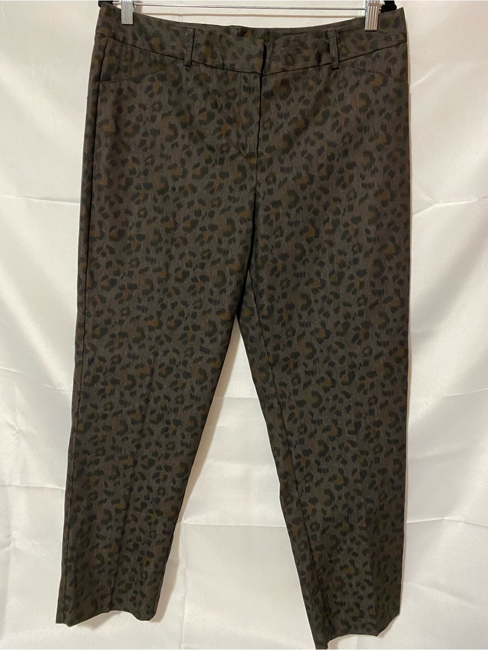 new directions Brown Metallic-Finish Pants Leopard Print